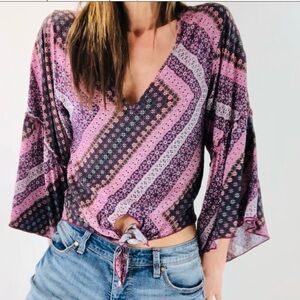 Anthropologie Lavender Field Sz S Top boho print